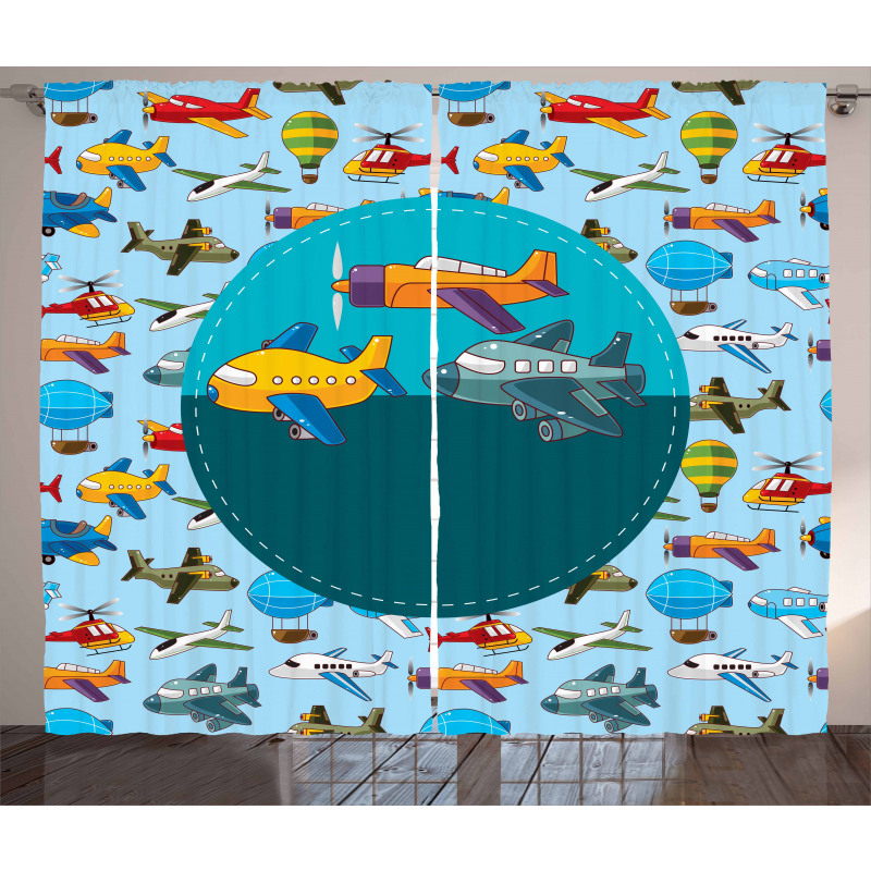 Cartoon Airplanes Curtain