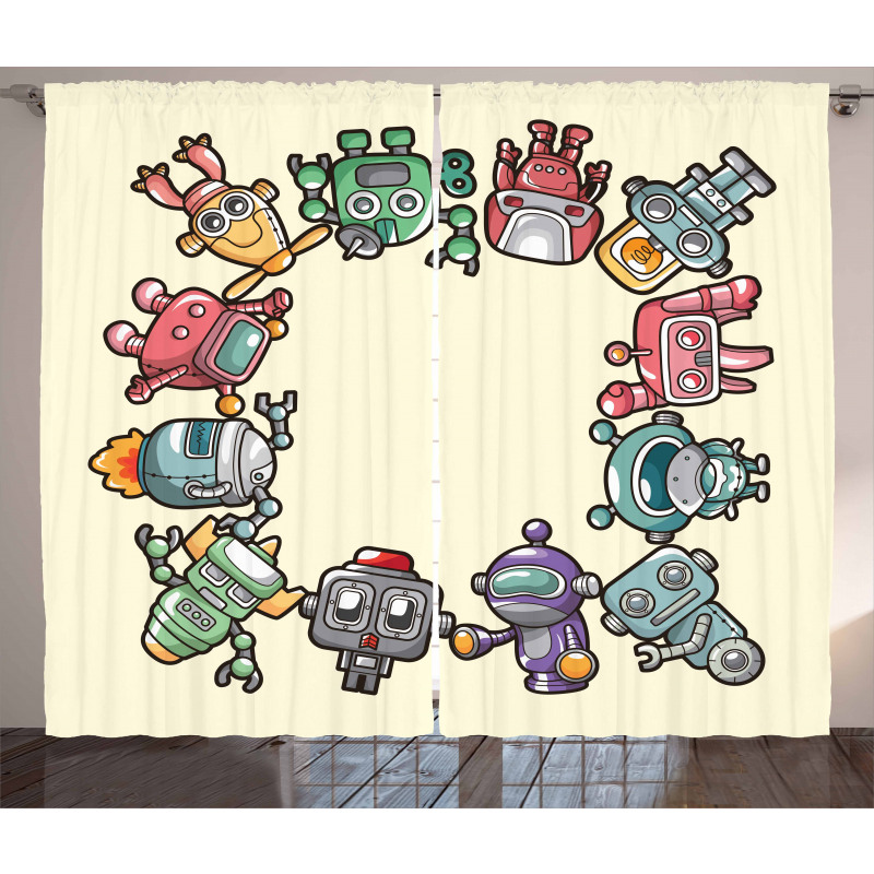 Friendly Robots Toys Curtain