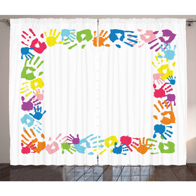 Colorful Handprints Curtain
