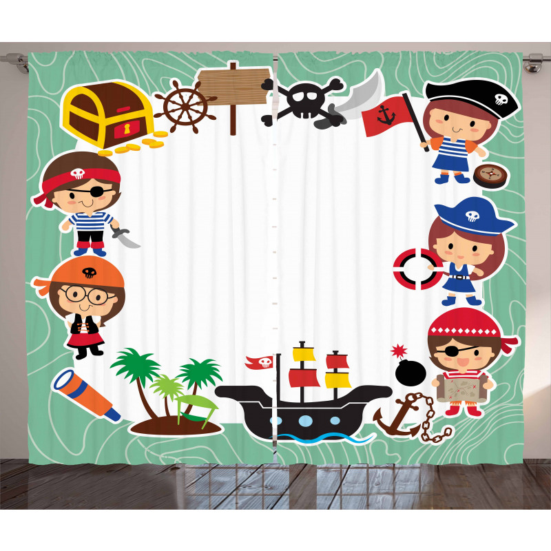 Pirate Children Ship Curtain