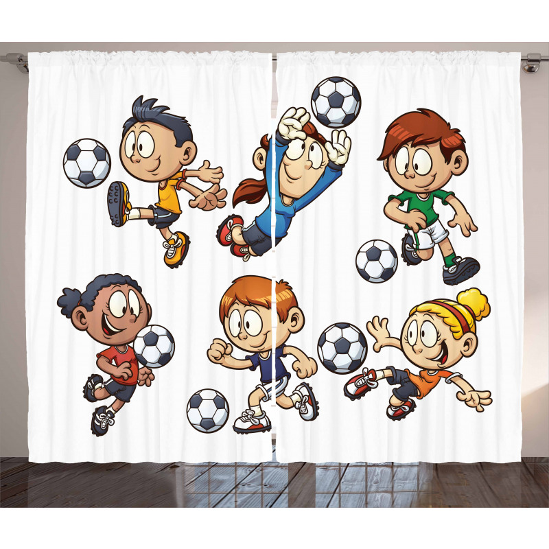 Cartoon Kids Playing Curtain