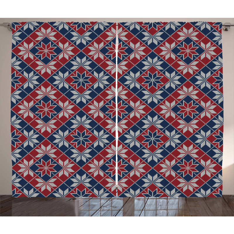 Tartan Geometric Floral Curtain