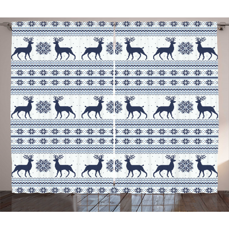 Pixel Art Style Reindeer Curtain