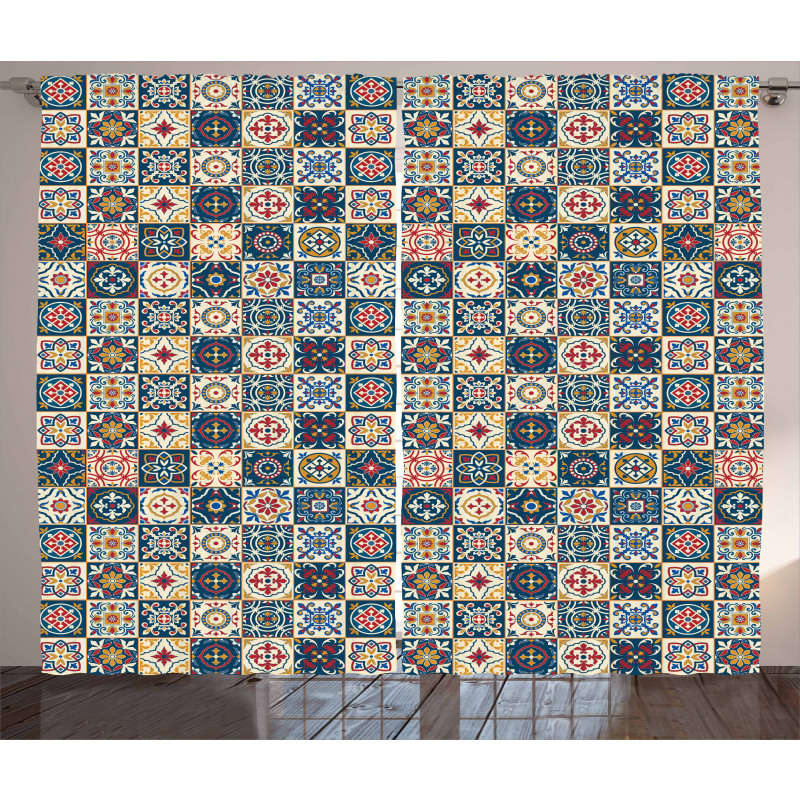 Portuguese Tiles Motif Curtain