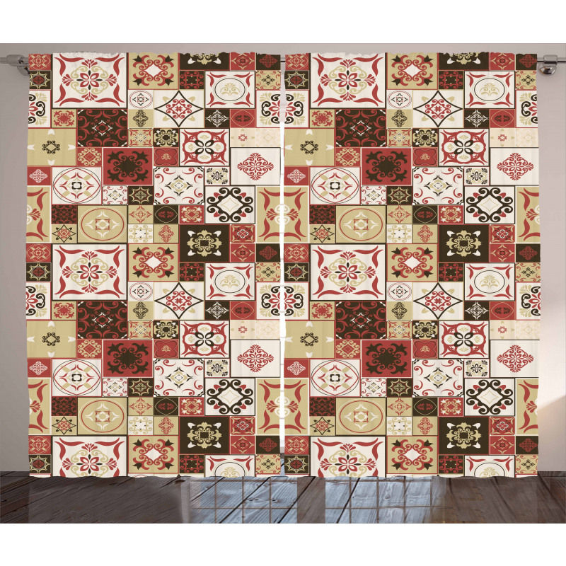 Vintage Square Pattern Curtain