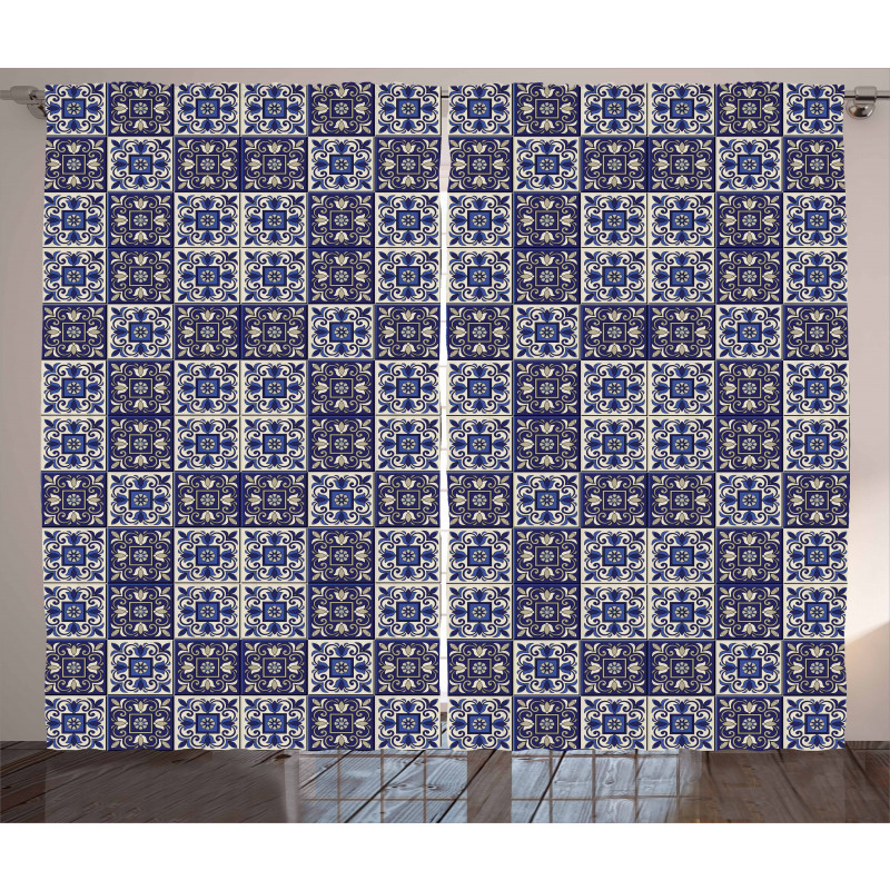 Squares Azulejo Tiles Curtain