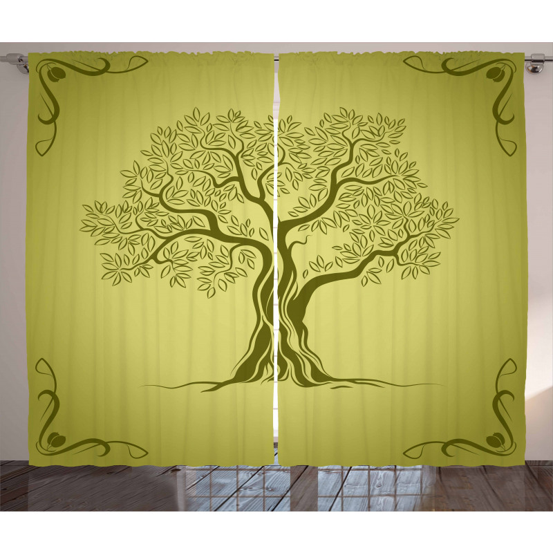 Olive Tree Pattern Curtain