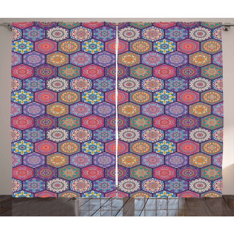 Oriental Hexagon Motif Curtain