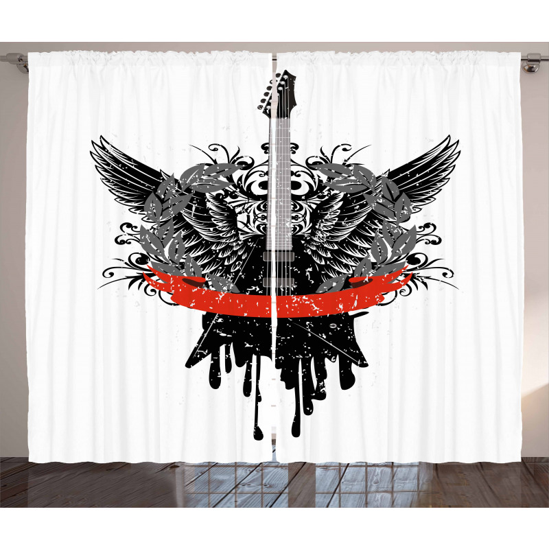 Gothic Guitar Wings Curtain