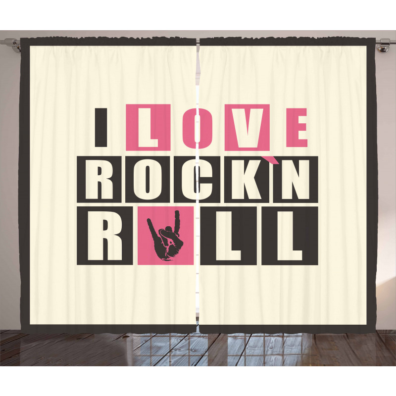 Retro Slogan Grunge Curtain