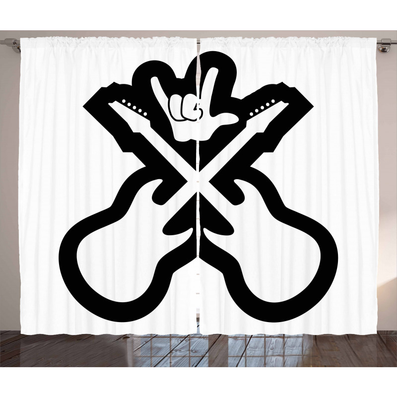 Guitars Hand Sign Curtain