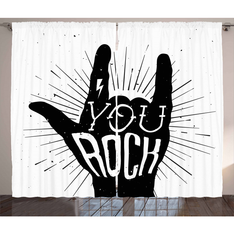 You Rock Words Art Curtain