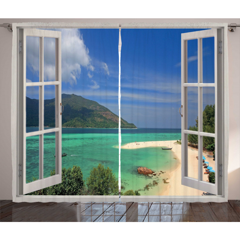 Tropic Scene in Window Curtain