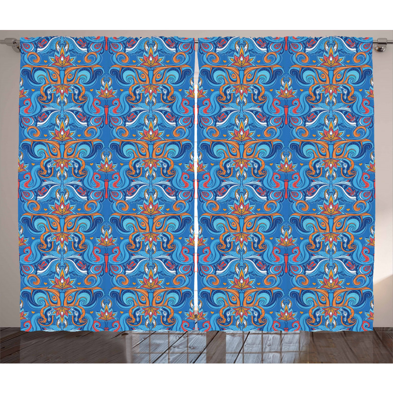 Abstract Floral Ornaments Curtain