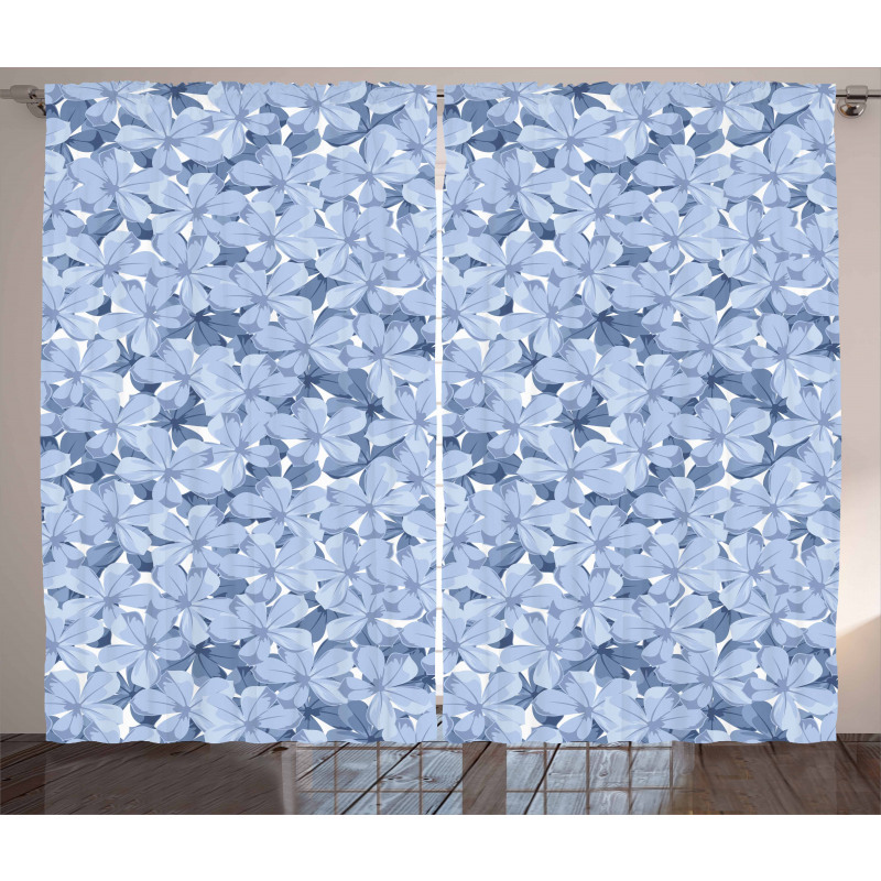 Retro Plumbago Blossoms Curtain