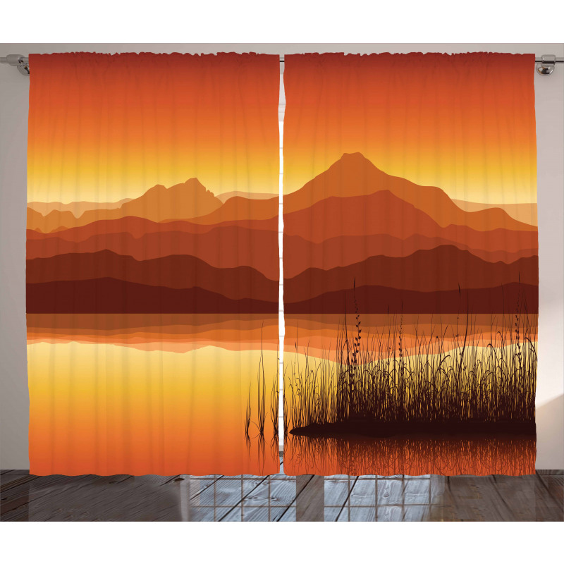 Abstract Mountains Sunset Curtain