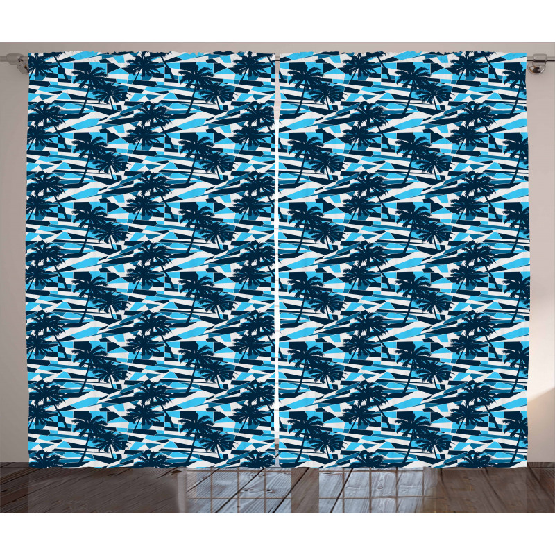 Geometric Blue Shades Curtain