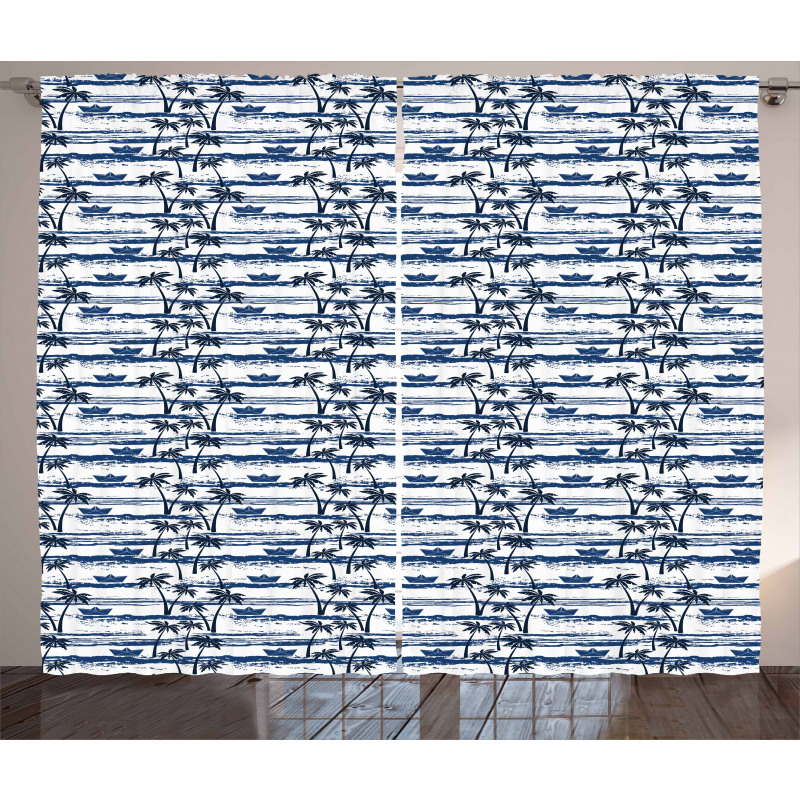 Paper Boats on Waves Curtain