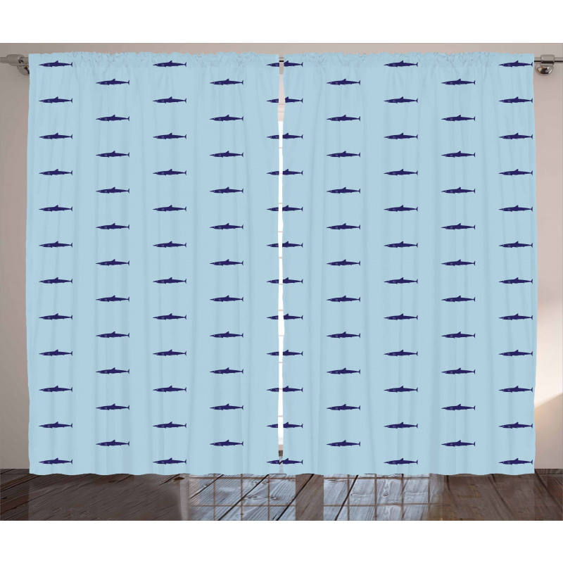 Ocean Life in Blue Shades Curtain