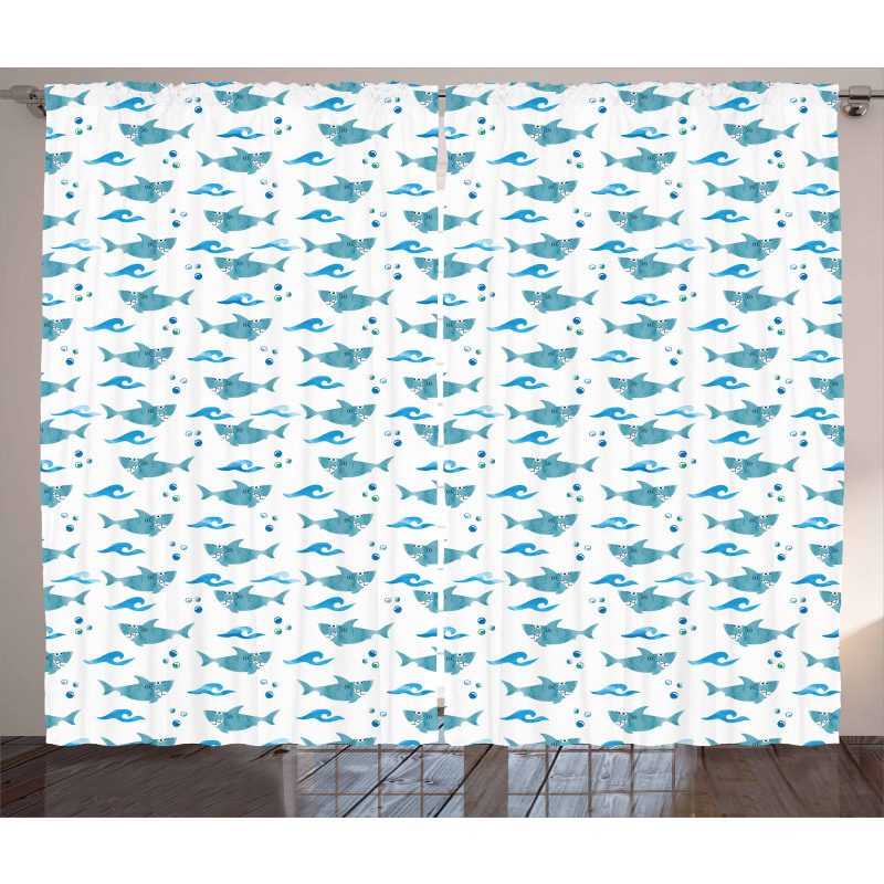 Watercolor Silly Animals Curtain