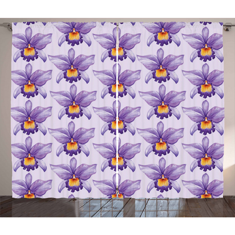 Tropical Orchid Flowers Curtain