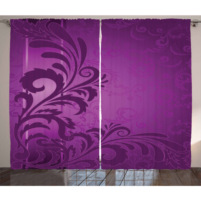 Retro Abstract Floral Curtain