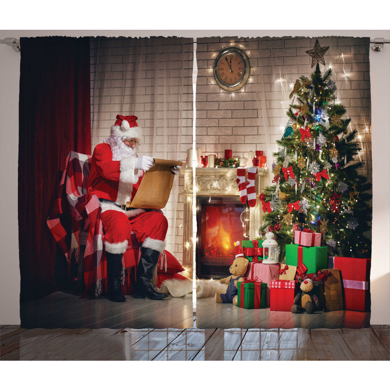 Santa Reading Letter Home Curtain
