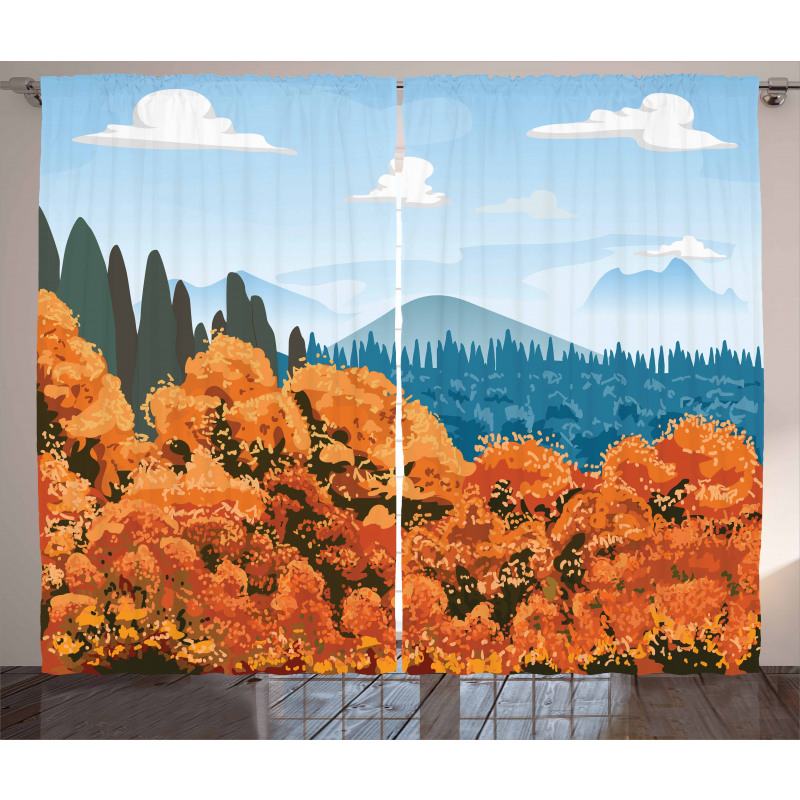 Digital Autum Season Curtain