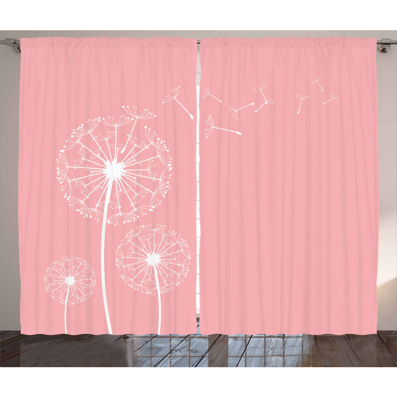 Sketch Style Flowers Curtain