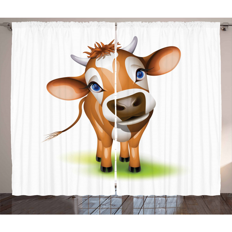 Cow with Blue Eyes Grass Curtain