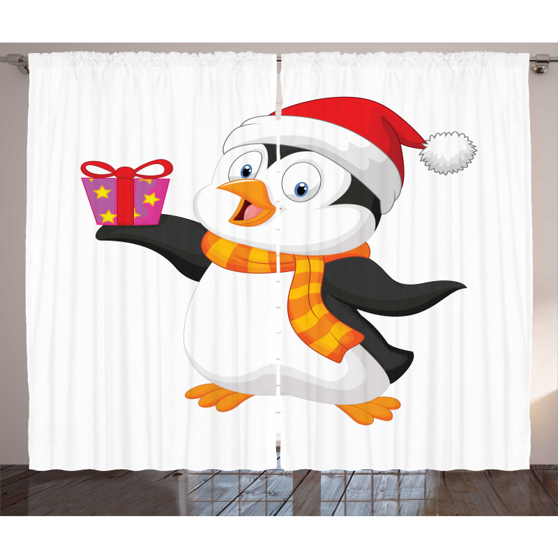 Friendly Penguin Character Curtain
