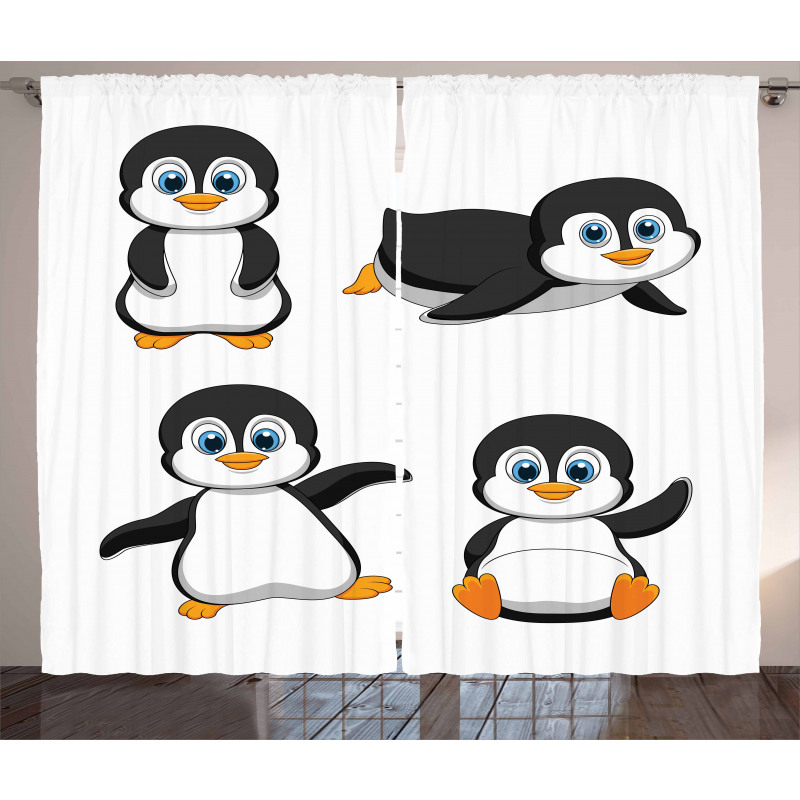 Penguin Cartoon Fun Curtain