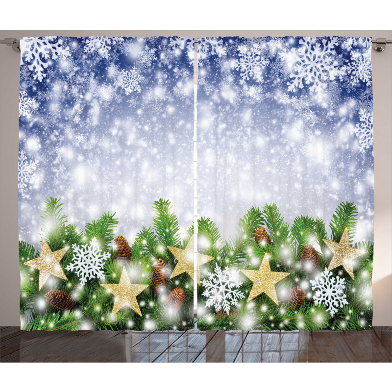Bokeh Snowflakes Curtain