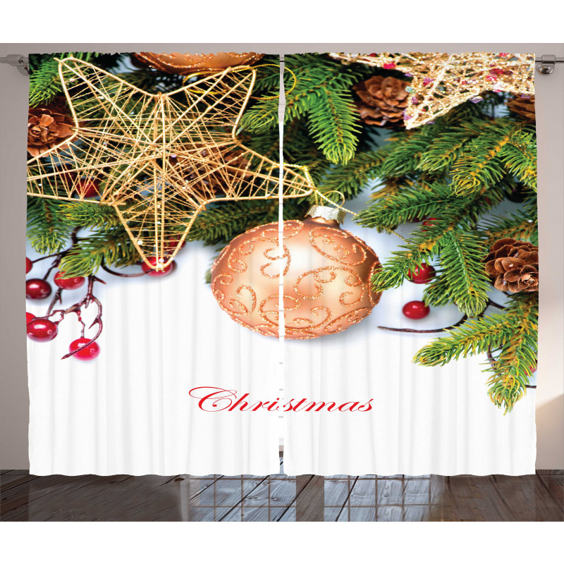 Holly Berries Star Curtain