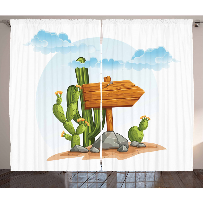 Cartoon Desert Flora Curtain