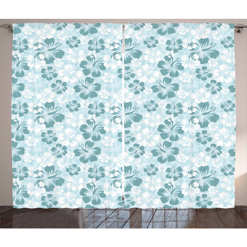 Faded Flower Silhouettes Curtain
