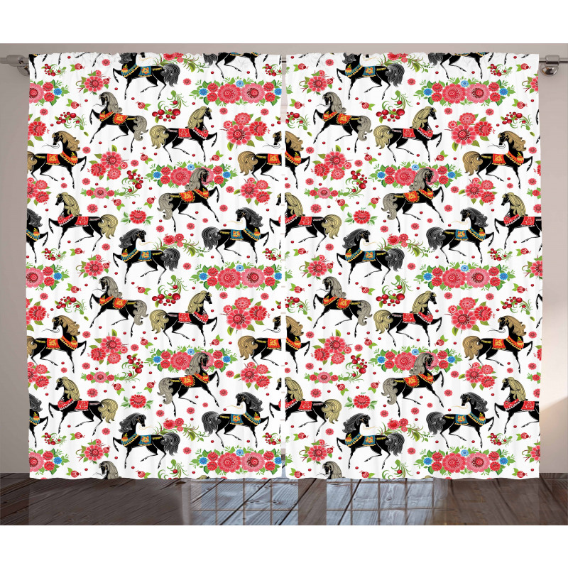 Abstract Floral Stallion Curtain