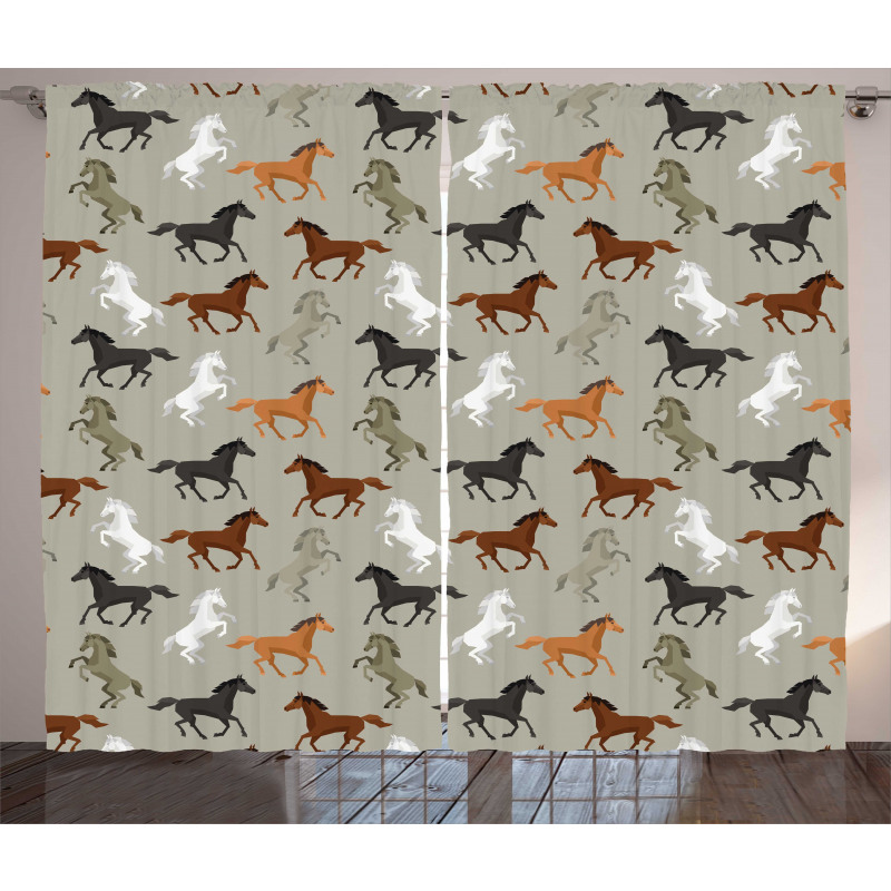 Stallion Galloping Motif Curtain