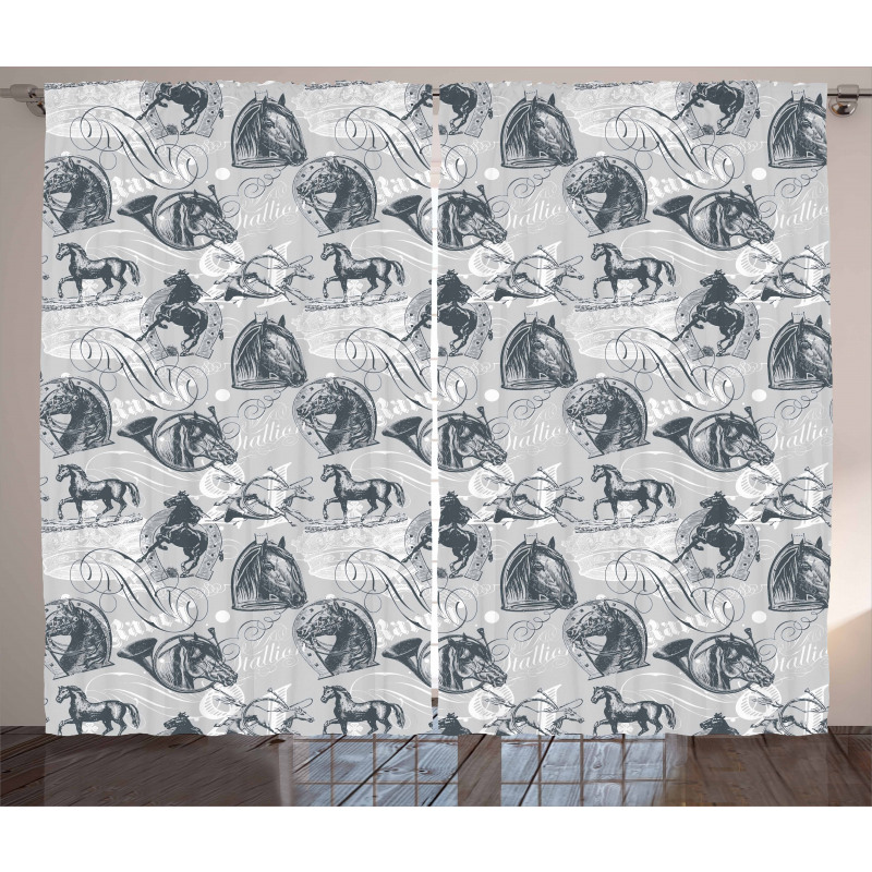 Stallion Sketch Style Curtain