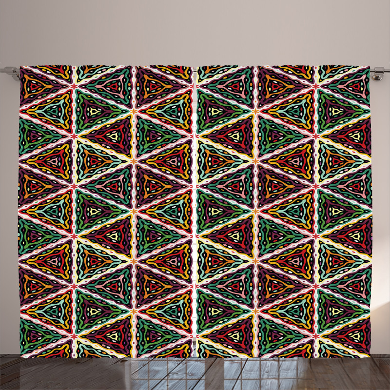 Geometric Grunge Mosaic Curtain