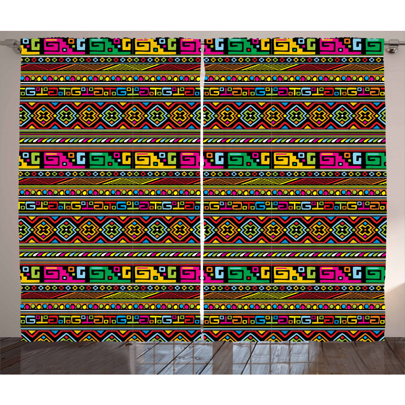 Colorful Indigenous Art Curtain
