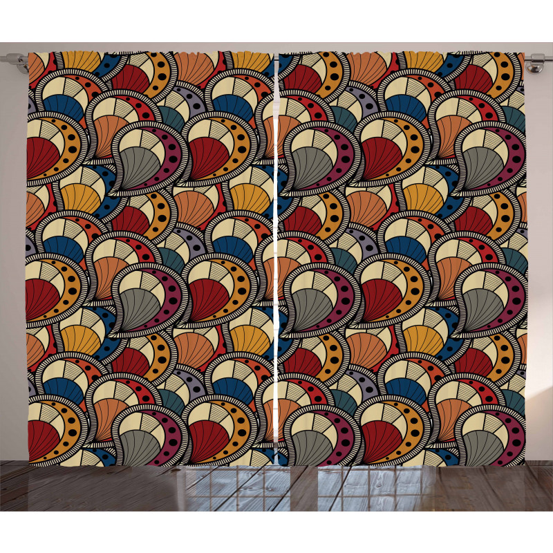 Abstract Paisley Motifs Curtain