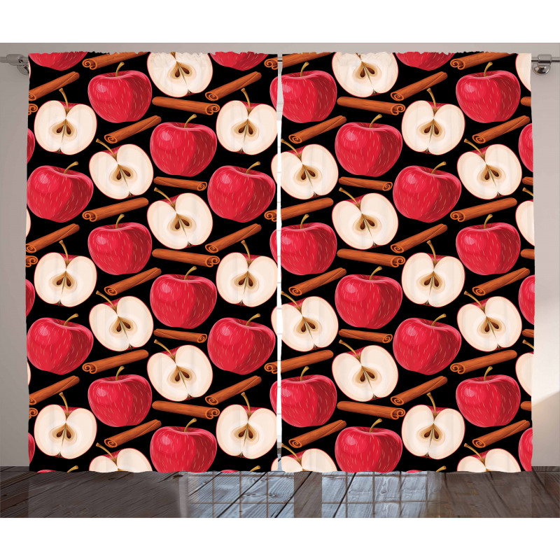 Cinnamon Sticks Fruits Curtain