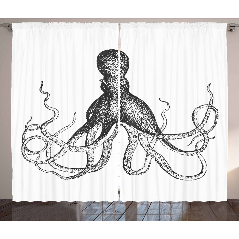 Aquatic Animal Sketch Curtain