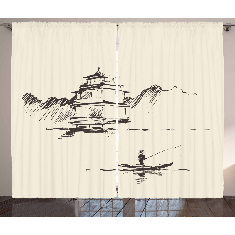 Pagoda Fisherman Curtain
