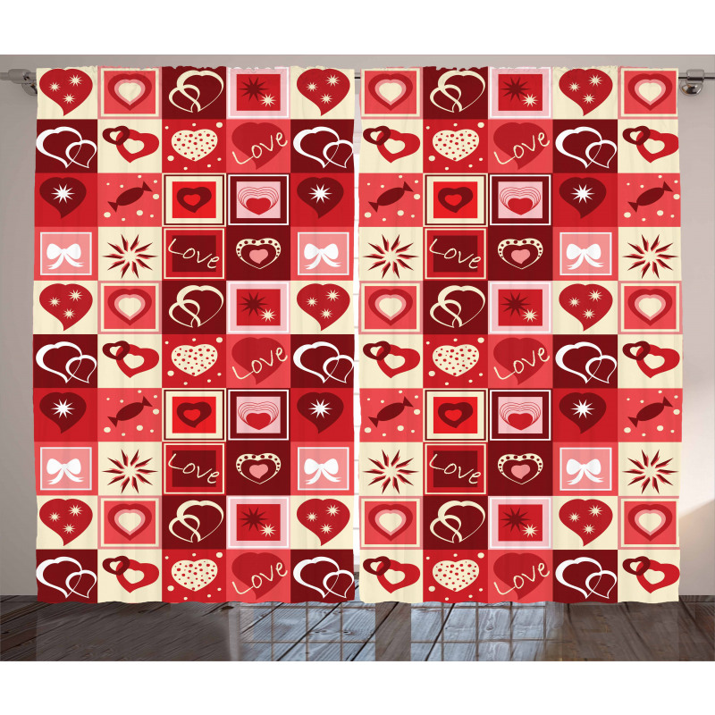 Valentines Day Theme Hearts Curtain