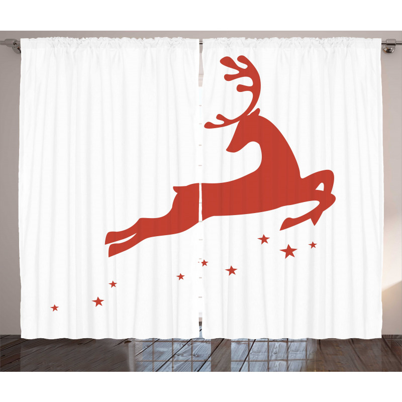 Jumping Reindeer Stars Curtain