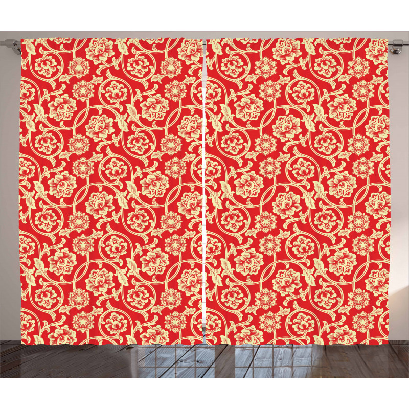 Chinese Blossoms and Curls Curtain