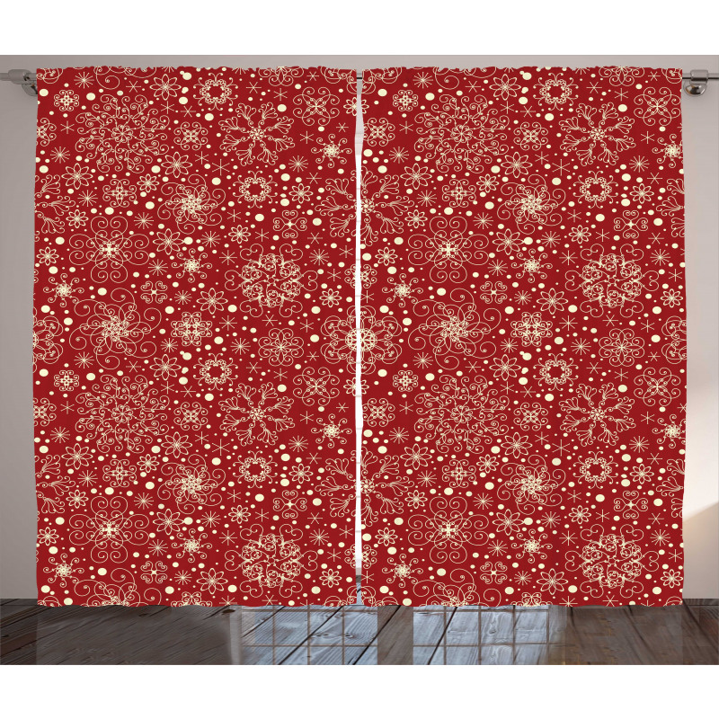 Filigree Style Snowflakes Curtain