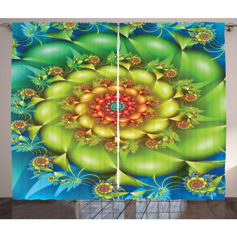 Colorful Floral Spiral Curtain